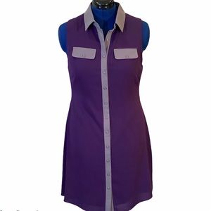 41 Hawthorn Plum/Taupe Colorblock Button-up Dress